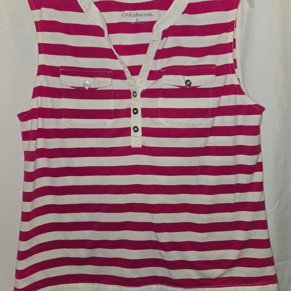 Croft & Barrow Pink and White Striped Women's Top